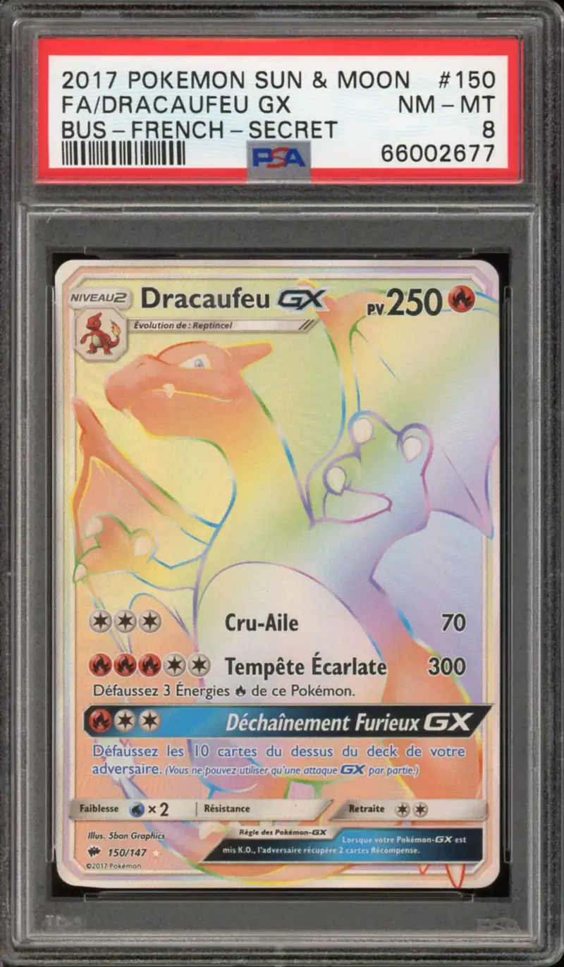 PSA 8 Dracaufeu Gx Rainbow