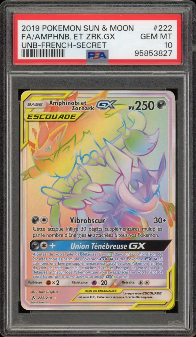 PSA 10 Amphinobi et Zoroark Gx Rainbow