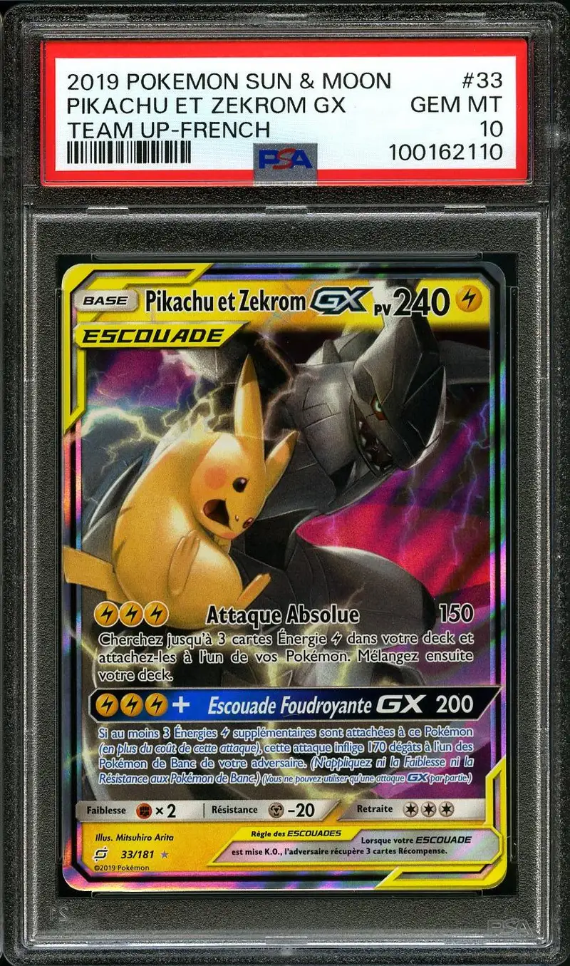 PSA 10 Pikachu et Zekrom Gx