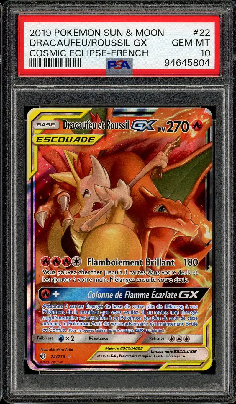 PSA 10 Dracaufeu et Roussil Gx