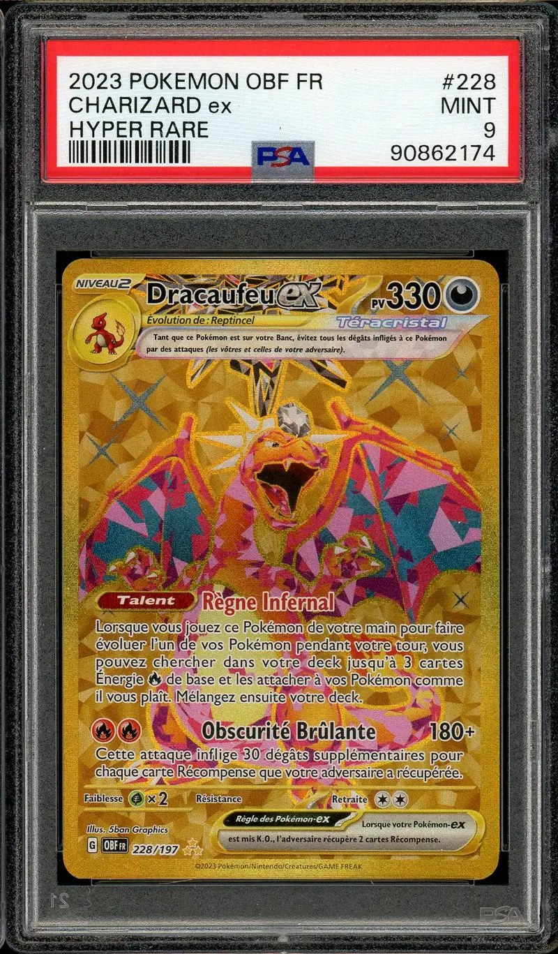 PSA 9 Dracaufeu Ex Gold