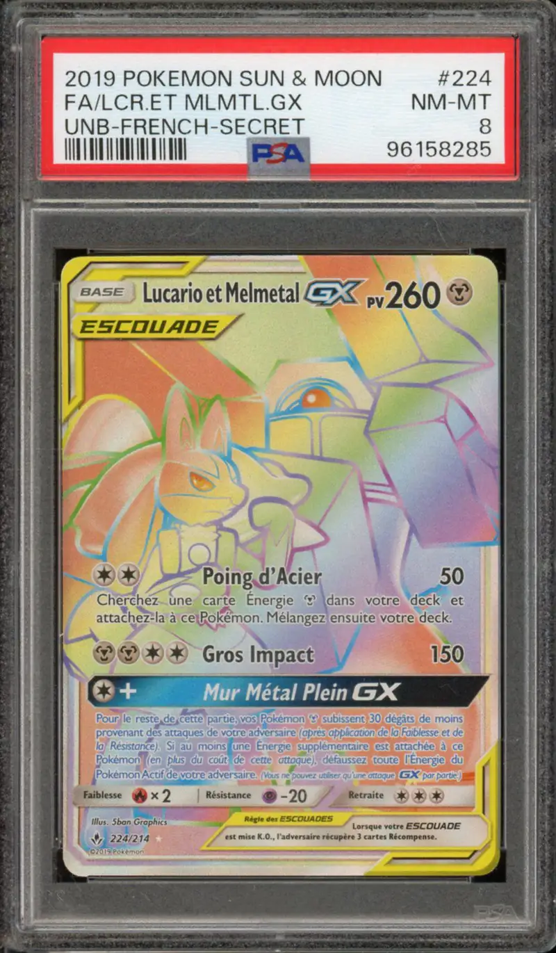 PSA 8 Lucario et Melmetal Gx Rainbow