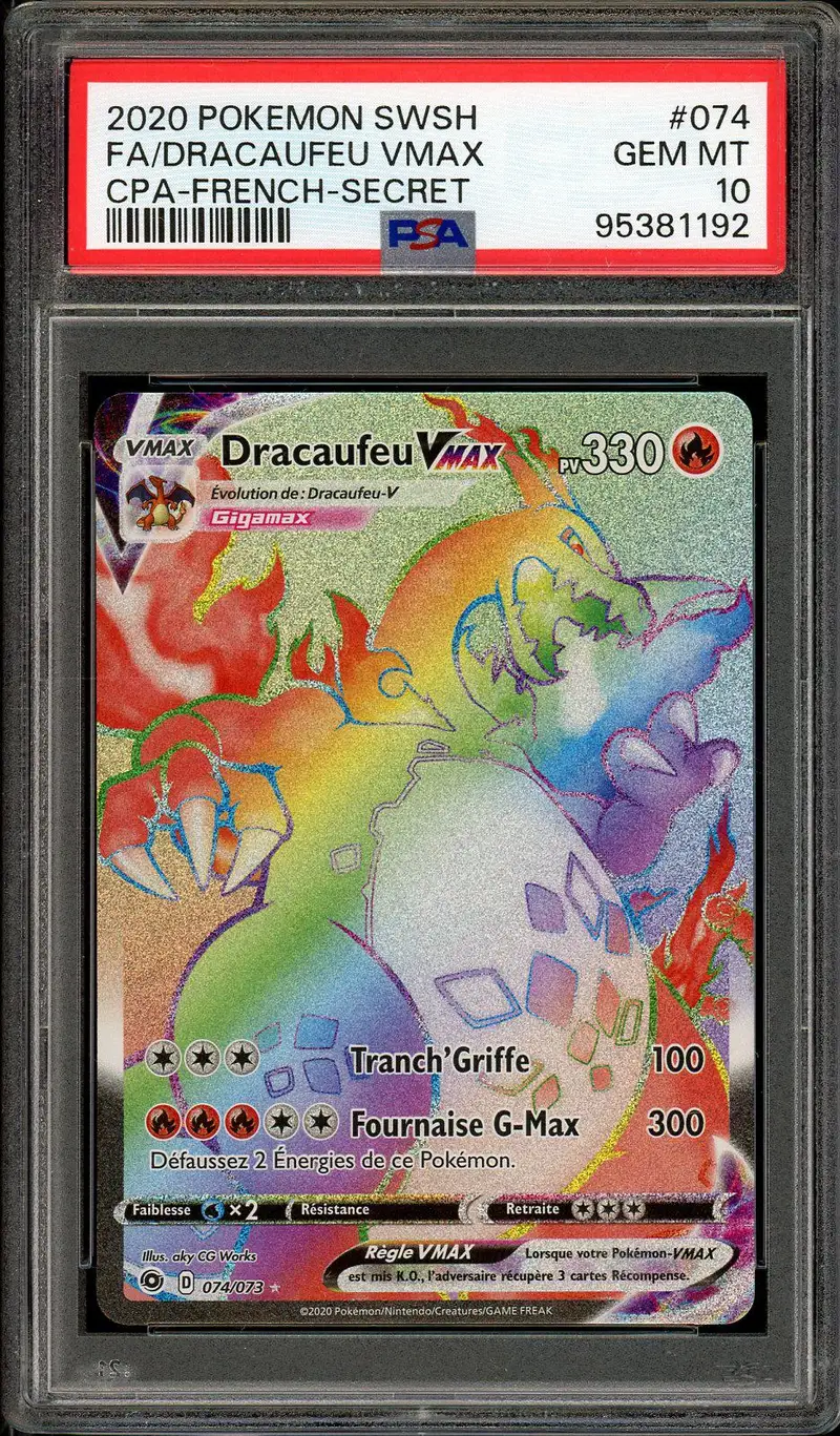 PSA 10 Dracaufeu VMax Rainbow