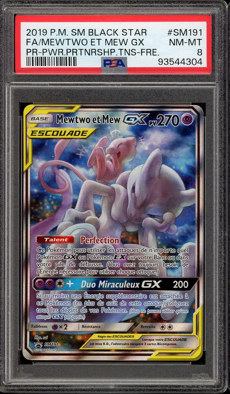 PSA 8 Mewtwo et Mew Gx