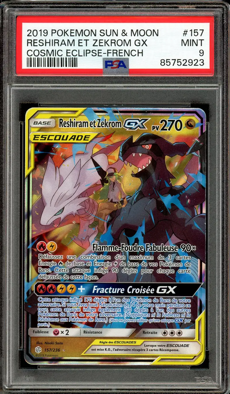 PSA 9 Reshiram et Zekrom Gx