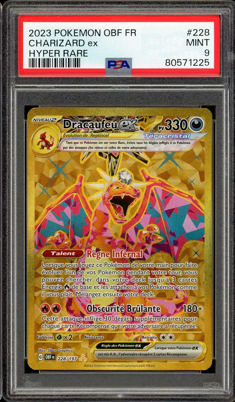 PSA 9 Dracaufeu Ex Gold