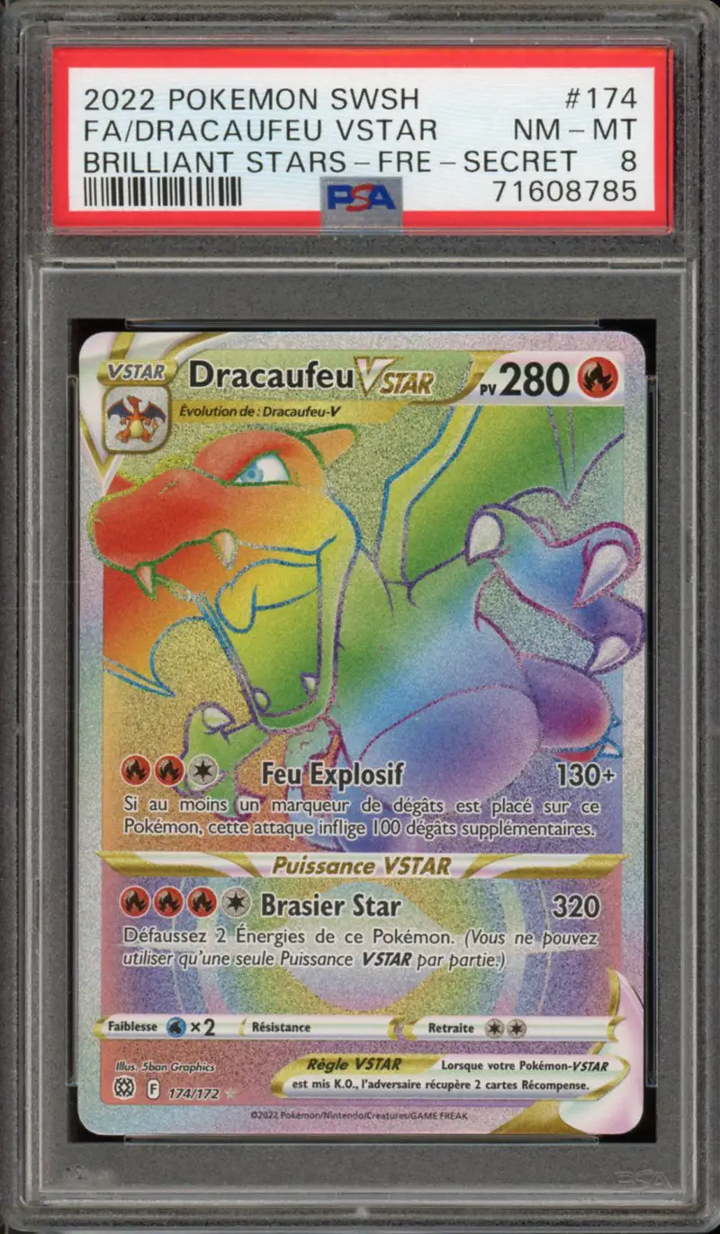 PSA 8 Dracaufeu VStar Rainbow