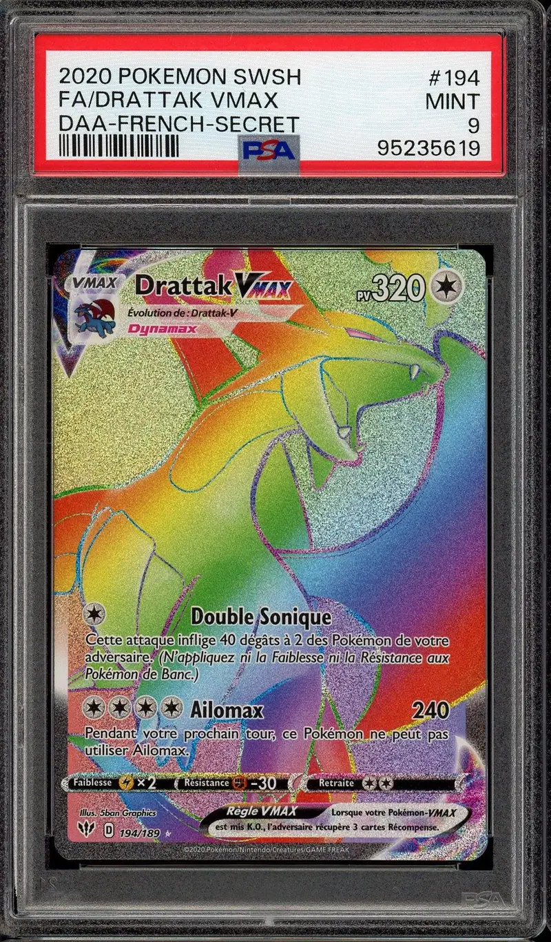 PSA 9 Drattak VMax Rainbow