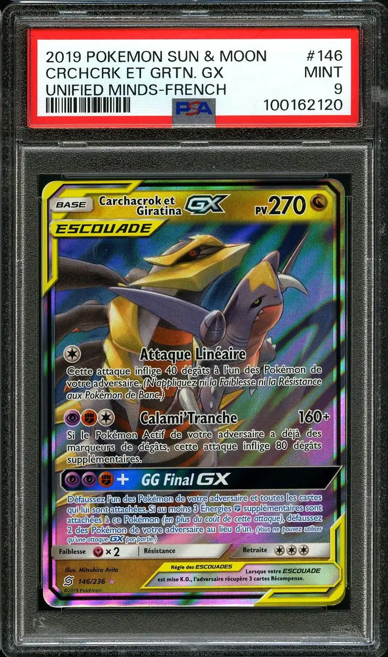PSA 9 Carchacrok et Giratina Gx