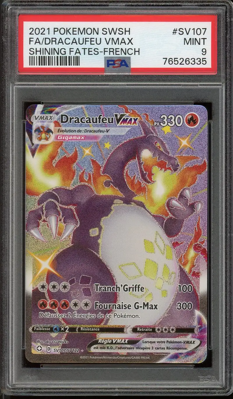 PSA 9 Dracaufeu VMax Shiny