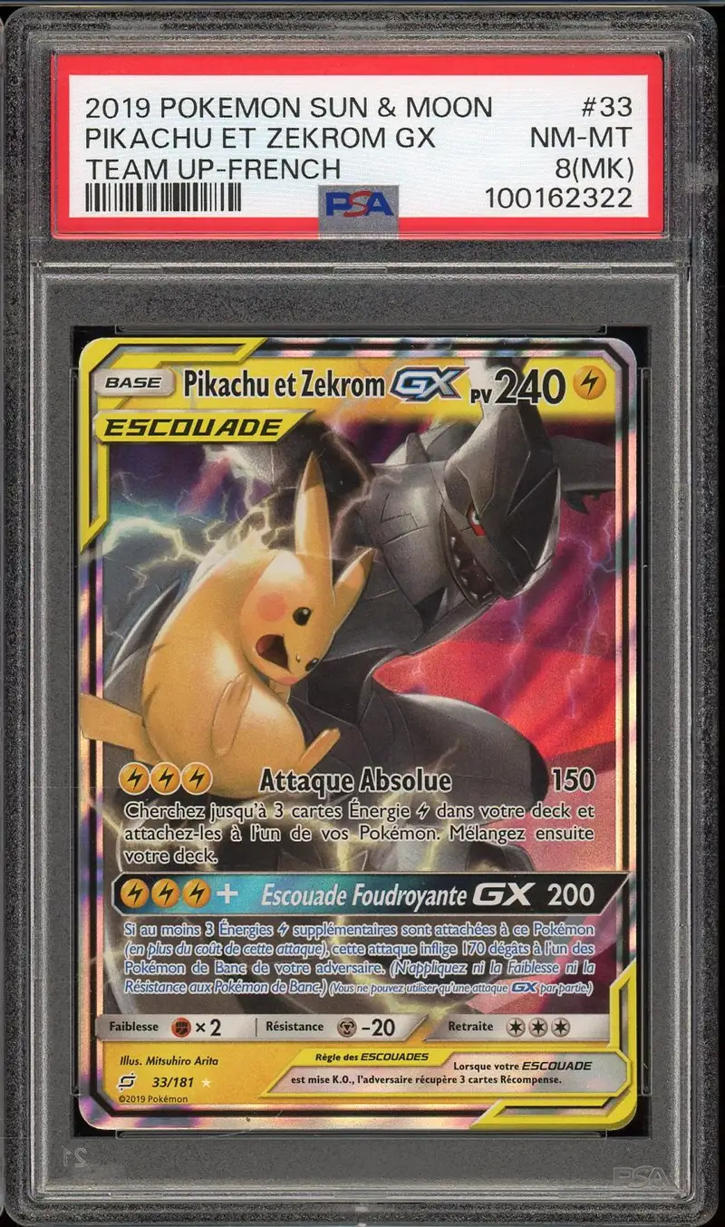 PSA 8 Pikachu et Zekrom Gx