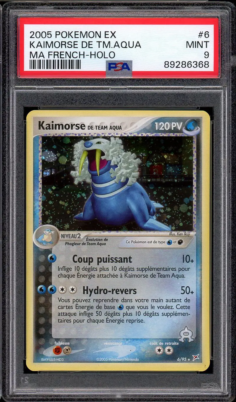 PSA 9 Kaimorse de Team Aqua Holo