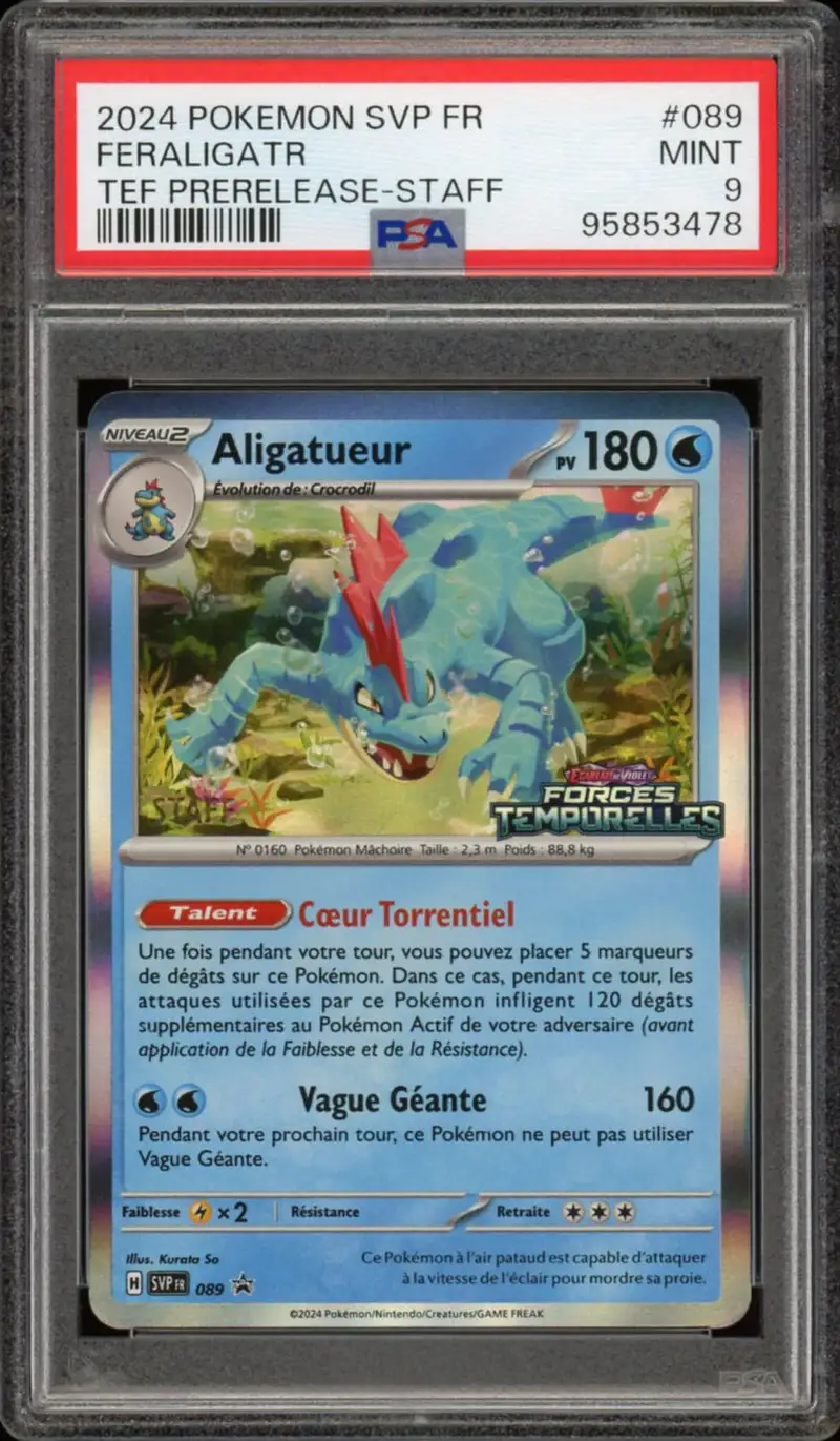PSA 9 Aligatueur Prerelease Staff