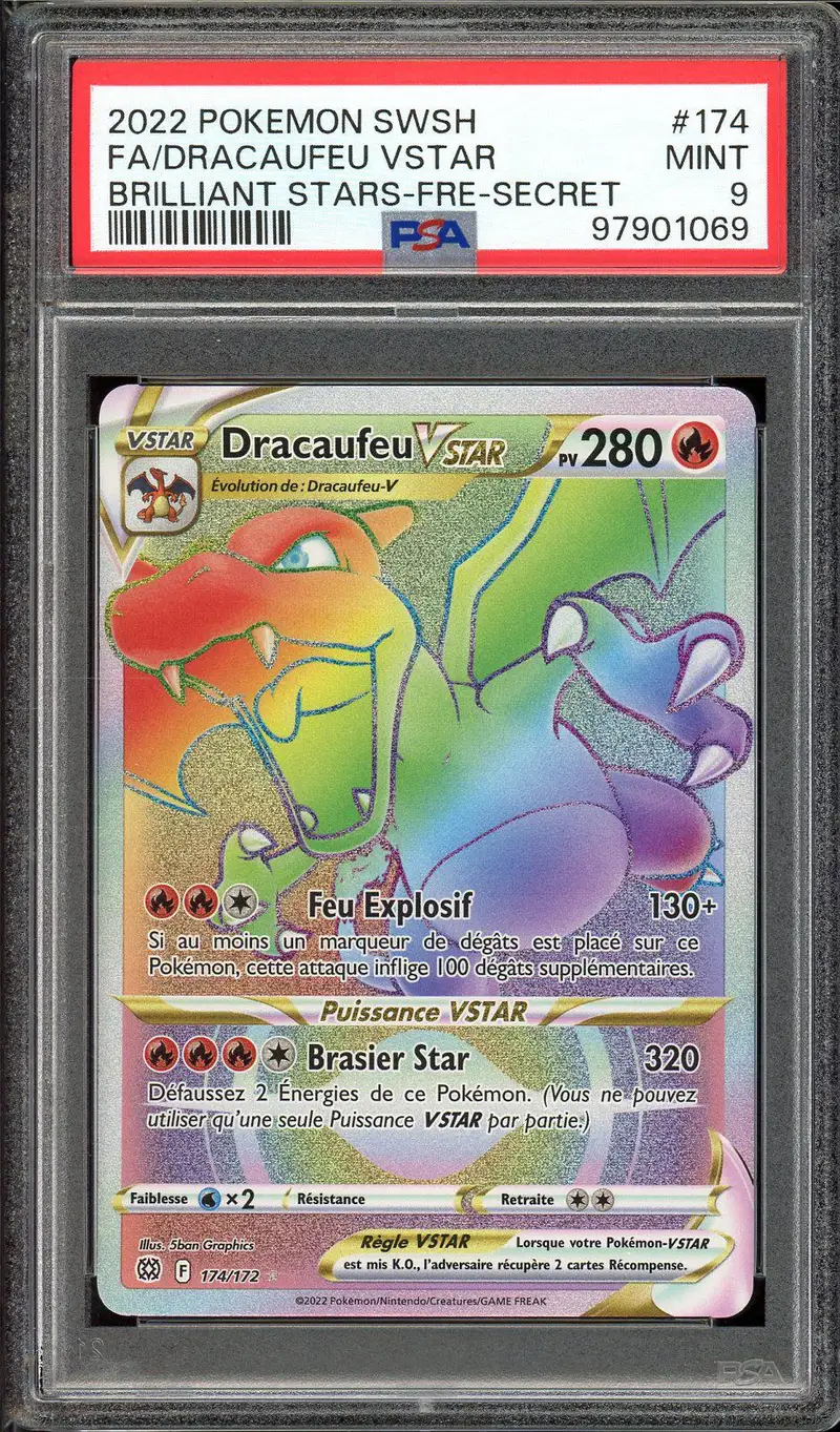 PSA 9 Dracaufeu VStar Rainbow