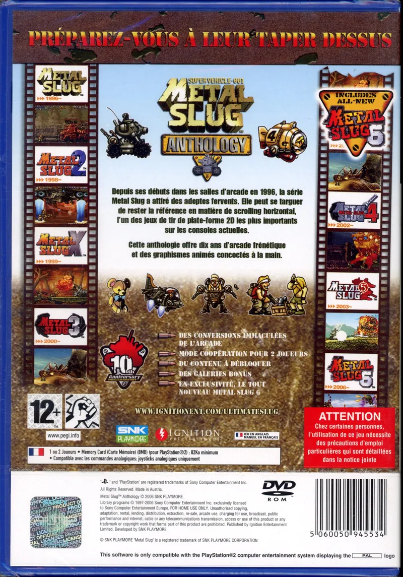 Jeu Playstation 2 Metal Slug Anthology