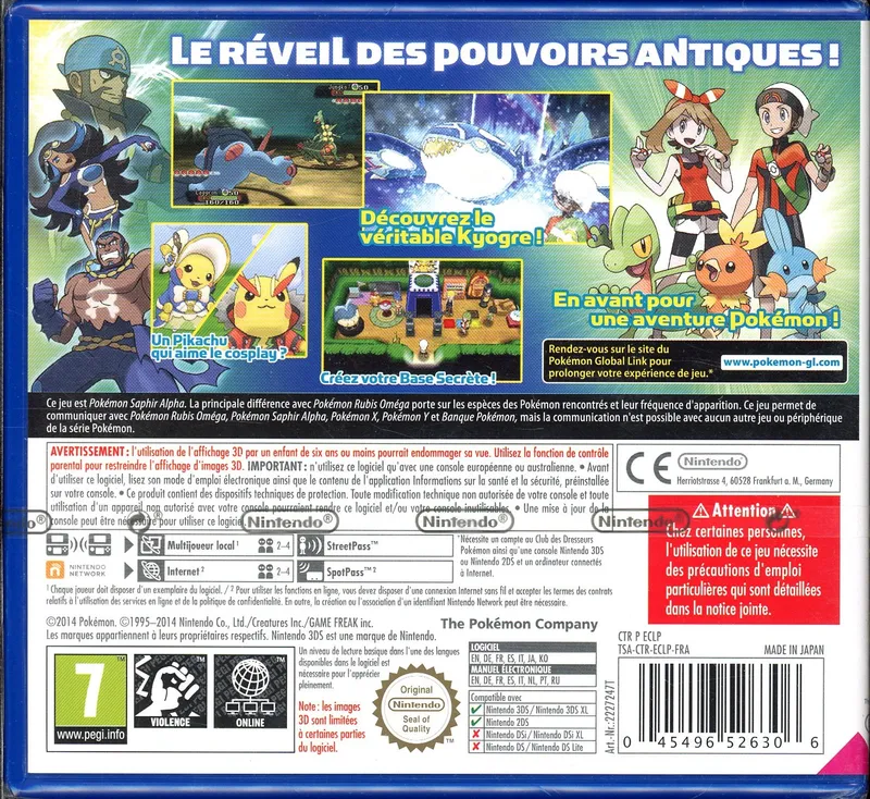 Jeu Nintendo 3DS Pokémon Saphir Alpha