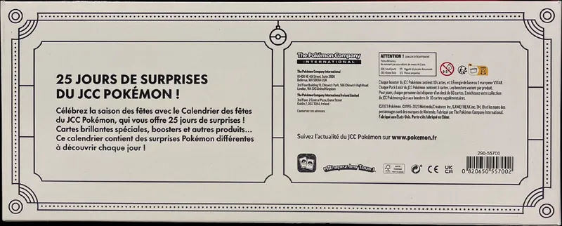 Coffret Pokémon Calendrier des Fêtes 2023