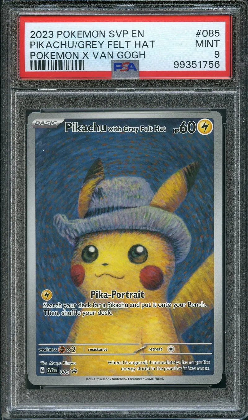 PSA 9 Pikachu with Grey Felt Hat