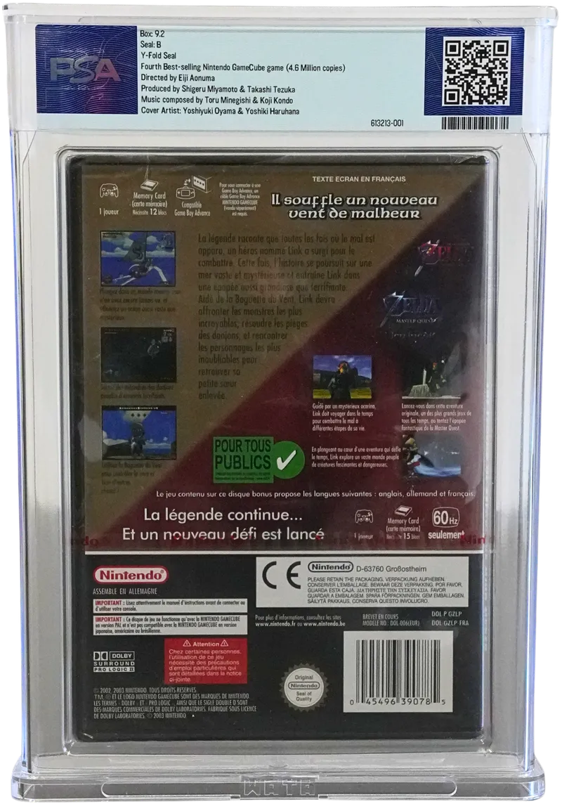 PSA 9.2 The Legend of Zelda : The Wind Waker / Ocarina of Time / Master Quiet