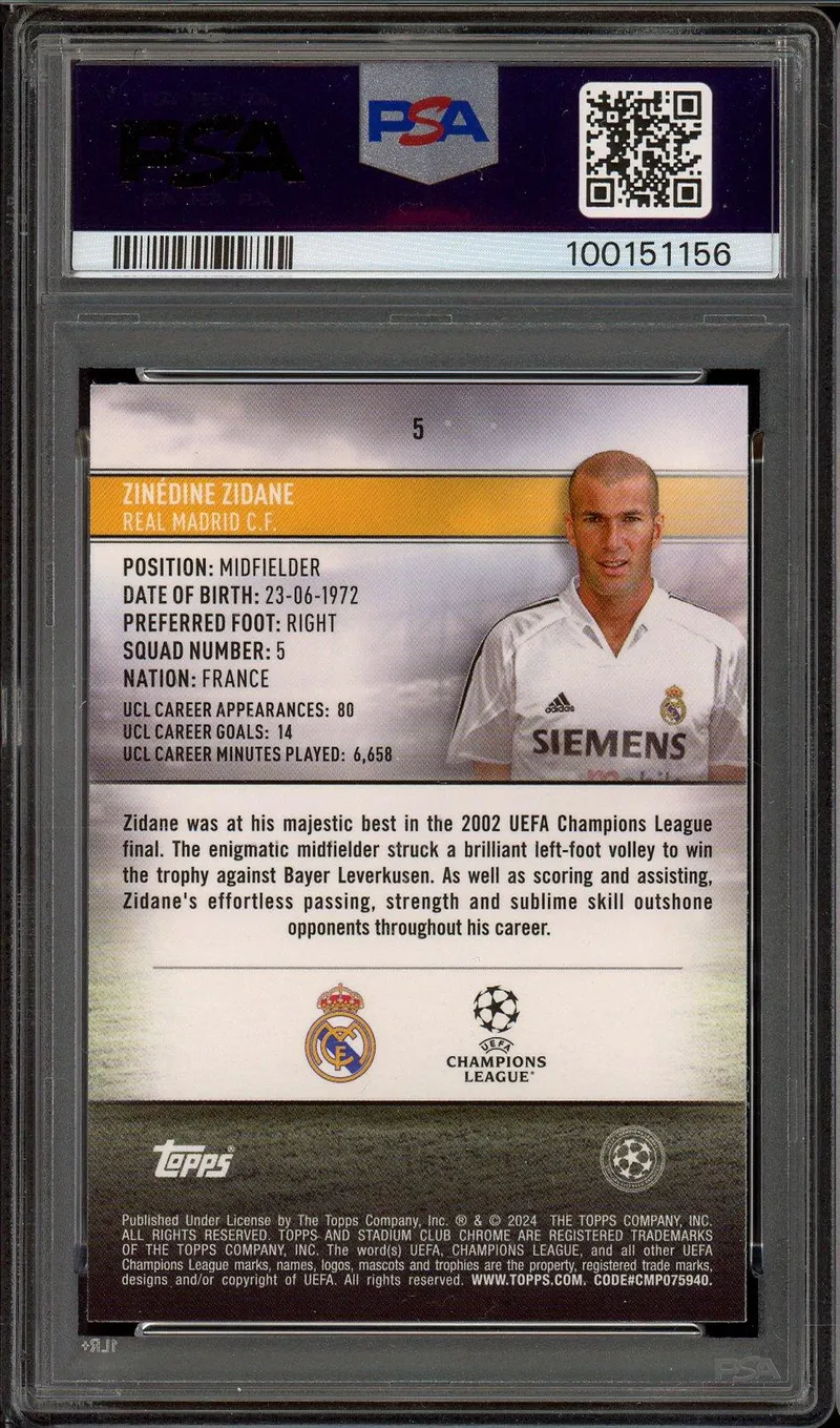 PSA 10 Zinédine Zidane