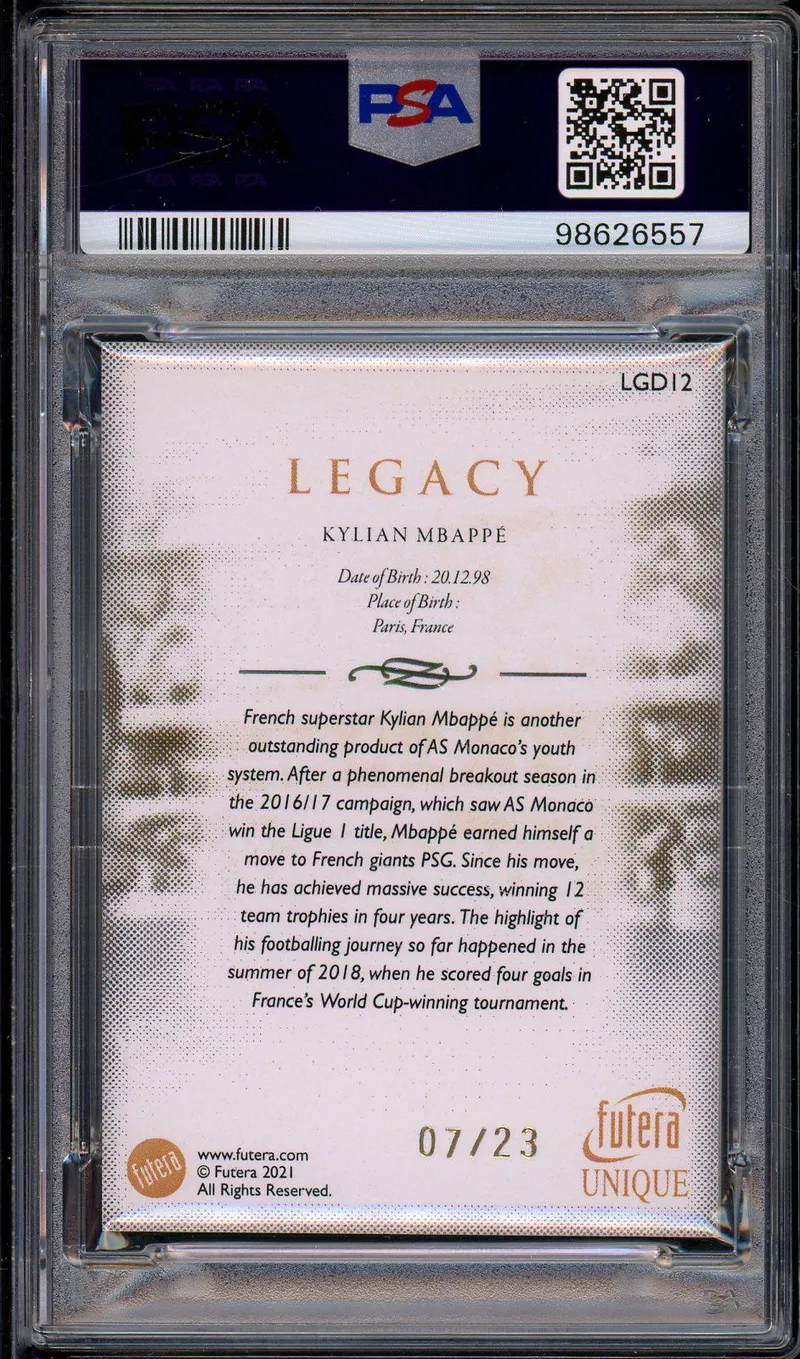 PSA 9 Kylian Mbappé Legacy Emerald