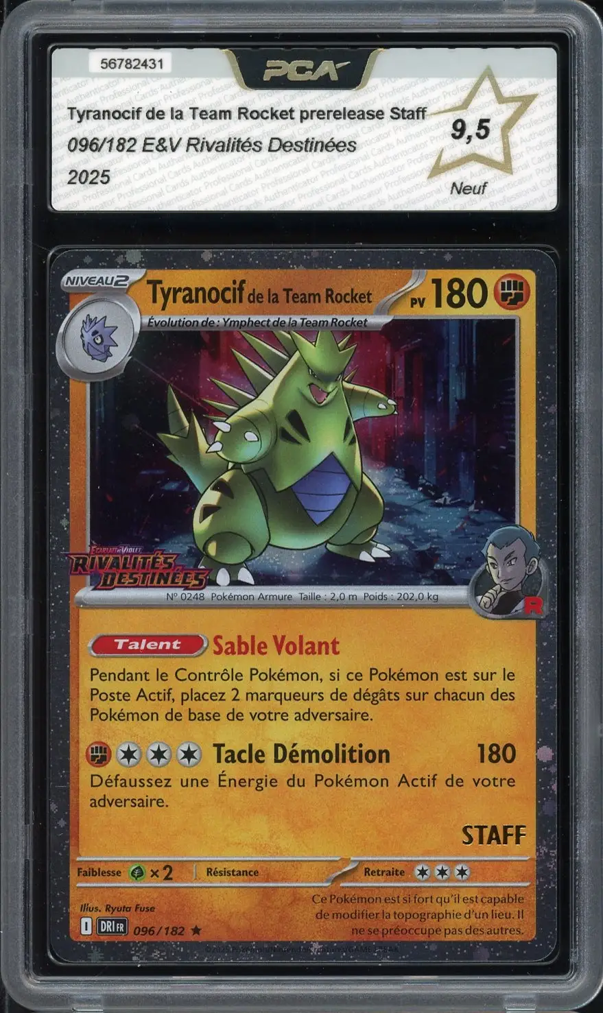 PCA 9.5 Tyranocif de la Team Rocket Prerelease Staff