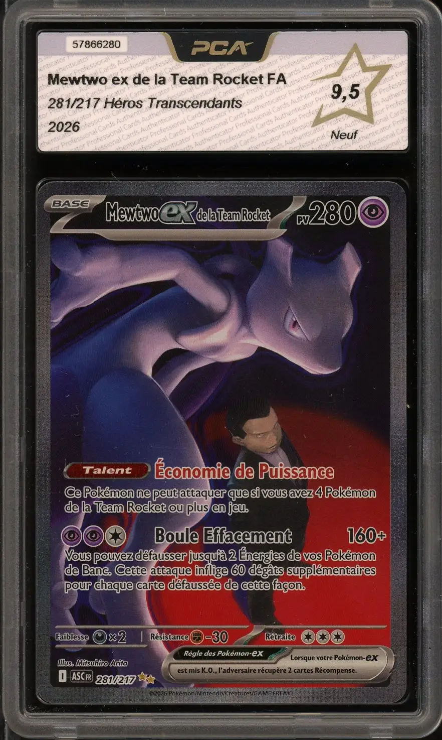 PCA 9.5 Mewtwo Ex de la Team Rocket
