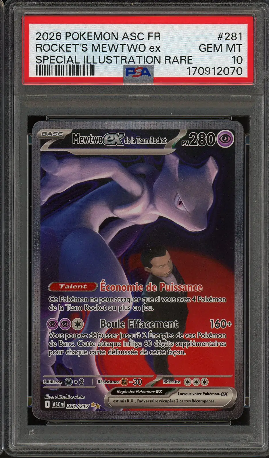 PSA 10 Mewtwo Ex de la Team Rocket