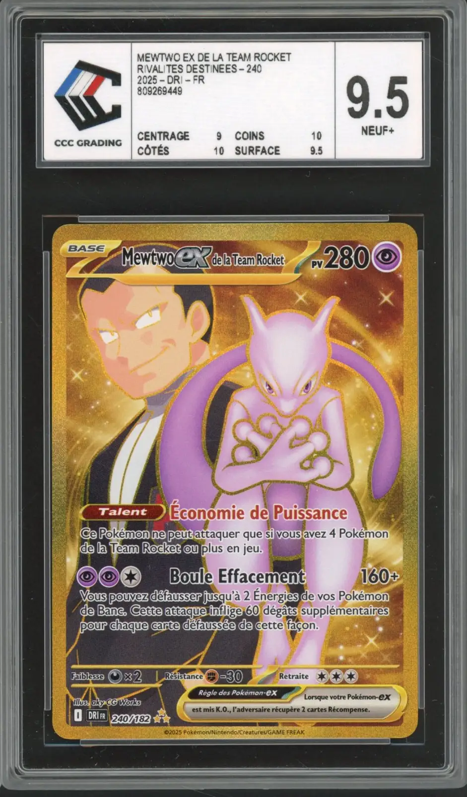 CCC 9.5 Mewtwo Ex de la Team Rocket Gold