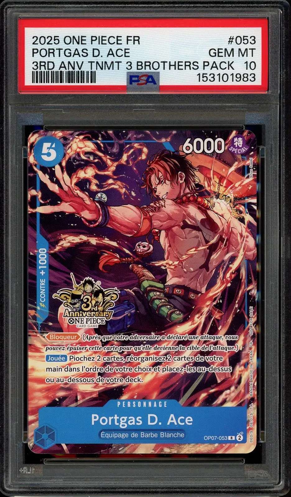PSA 10 Portgas D. Ace Stamp