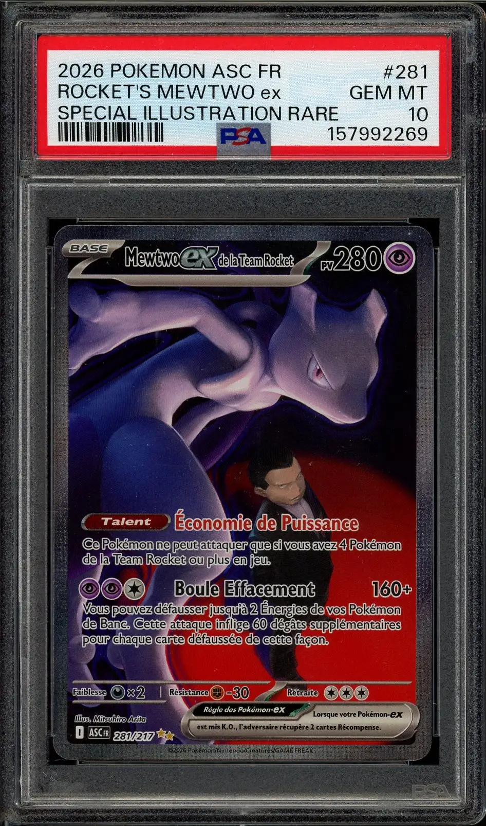 PSA 10 Mewtwo Ex de la Team Rocket