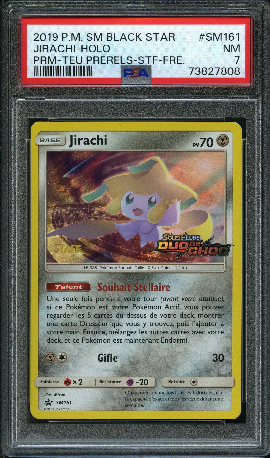 PSA 7 Jirachi Holo Prerelease Staff