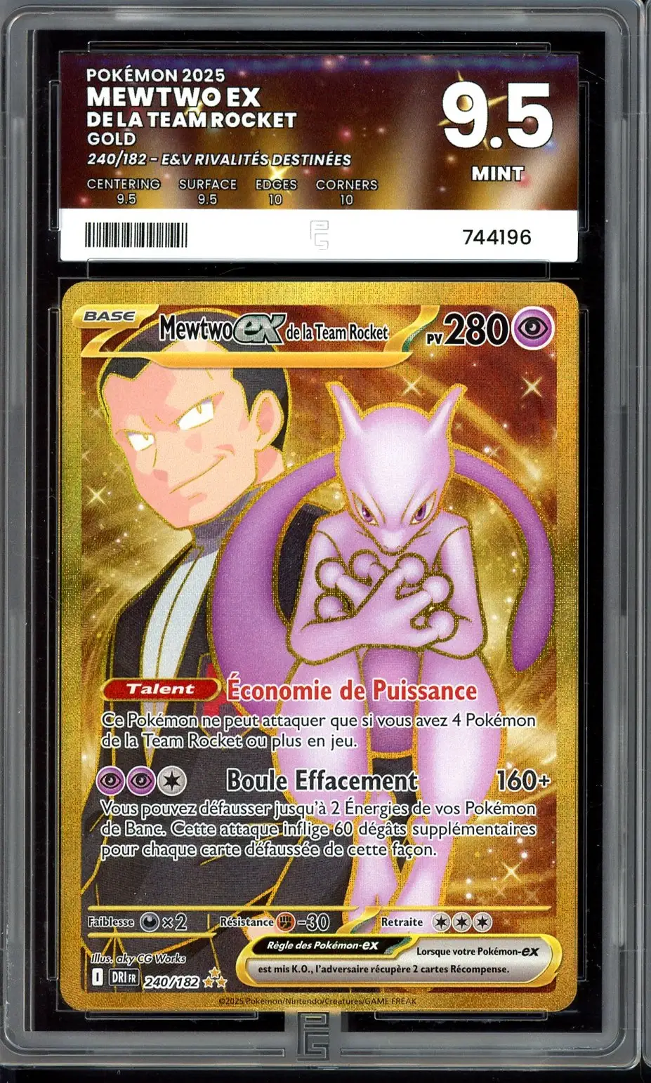 PG 9.5 Mewtwo Ex de la Team Rocket Gold
