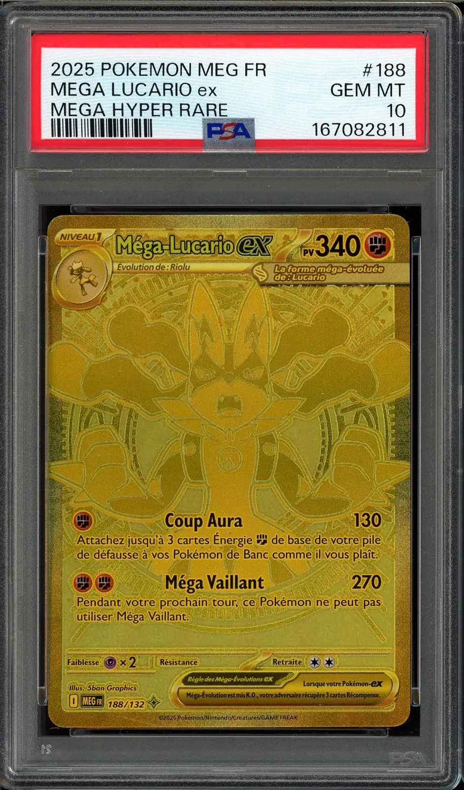 PSA 10 Méga-Lucario Ex Gold