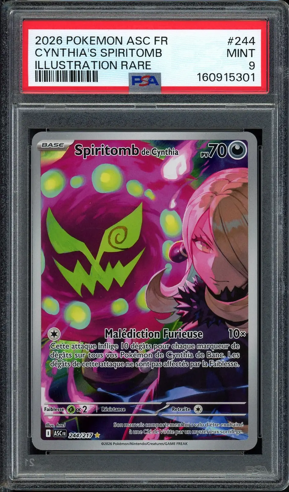 PSA 9 Spiritomb de Cynthia