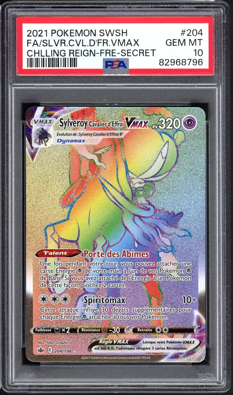 PSA 10 Sylveroy Cavalier d'Effroi VMax Rainbow