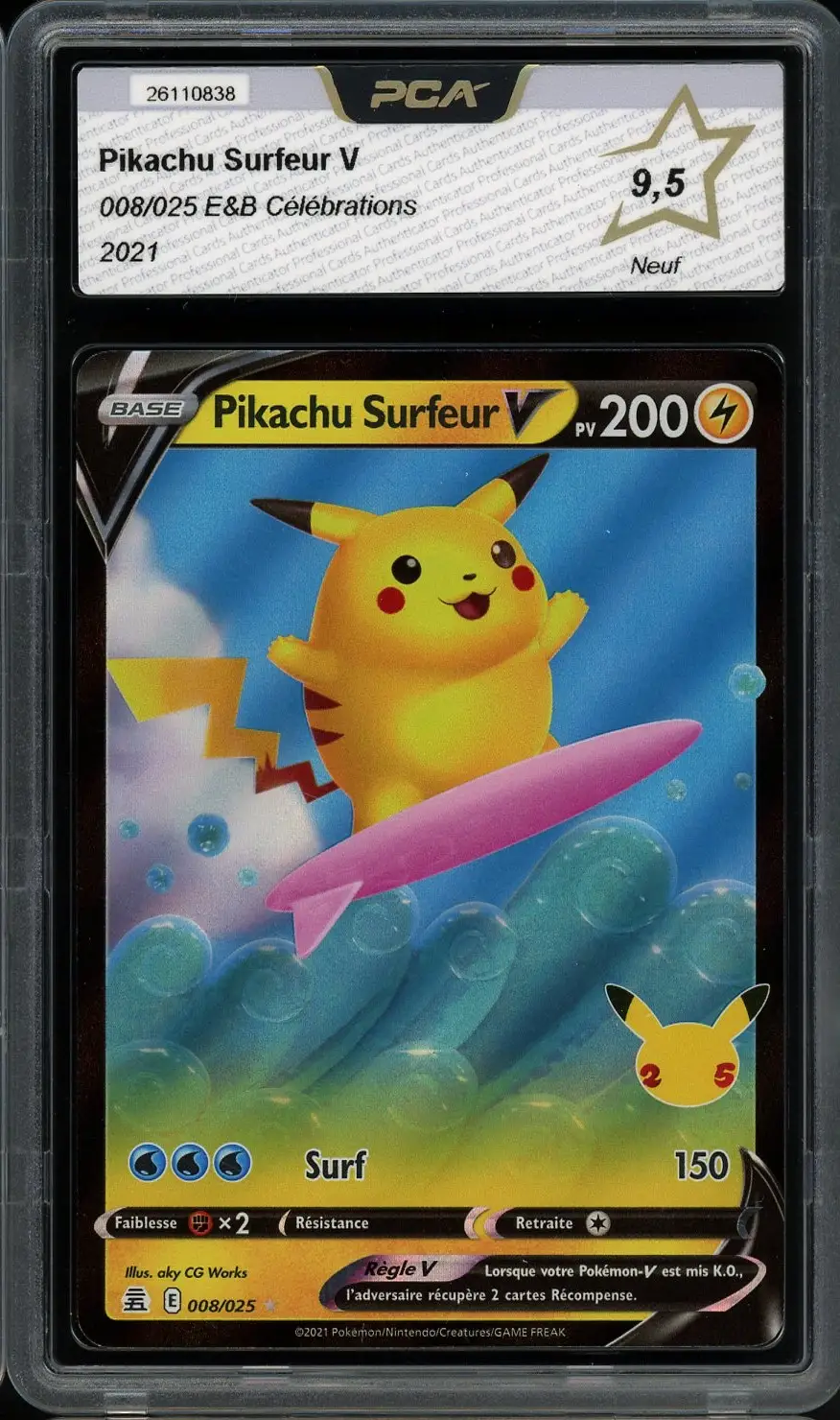 PCA 9.5 Pikachu Surfeur V