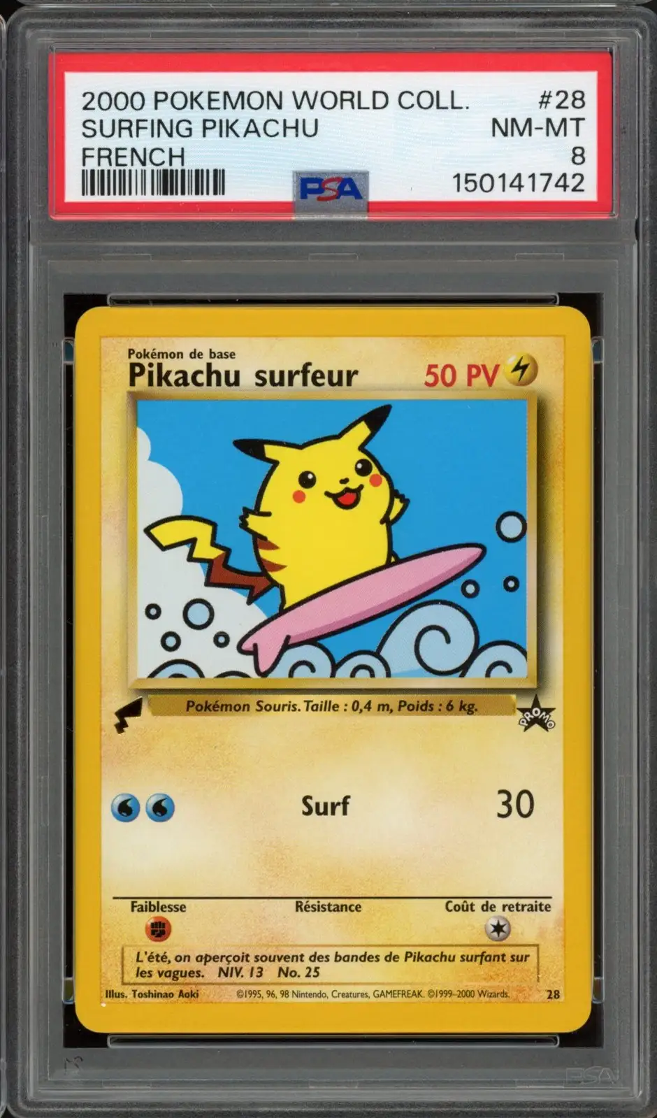 PSA 8 Pikachu Surfeur