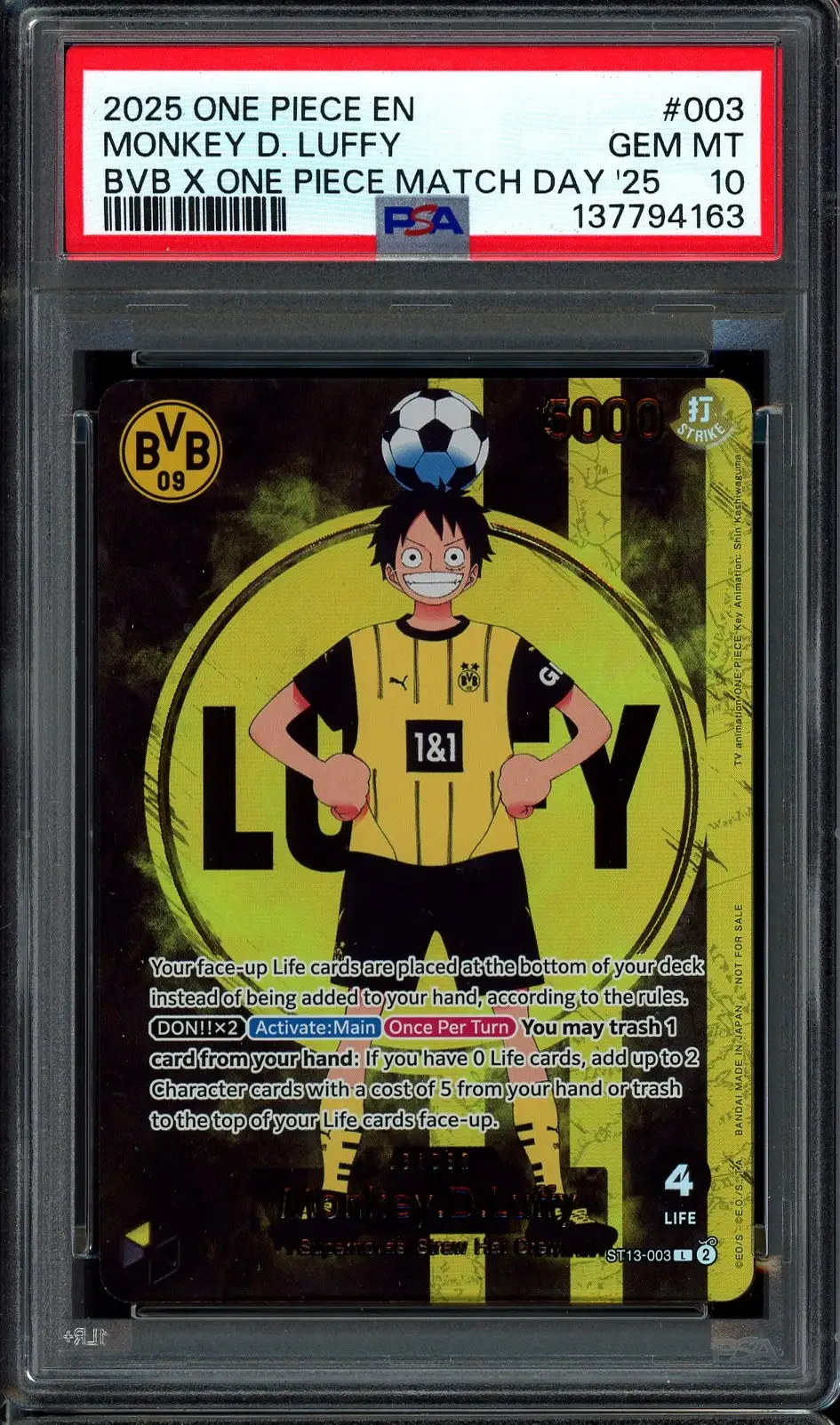 PSA 10 Monkey D. Luffy X Borussia Dortmund