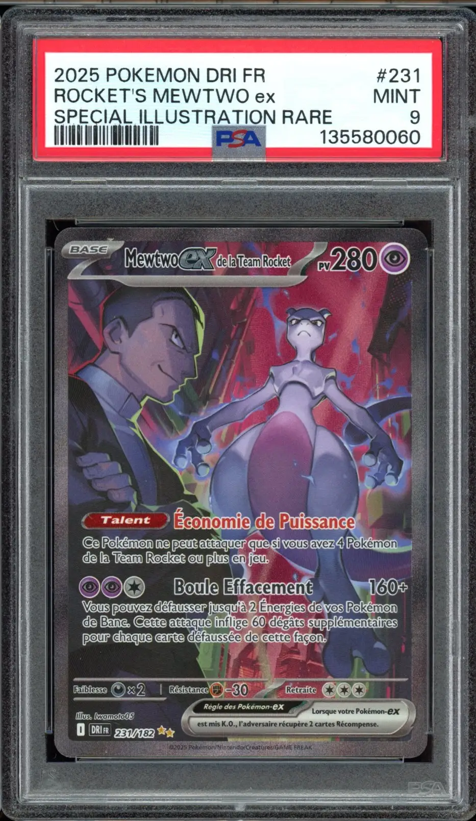 PSA 9 Mewtwo Ex de la Team Rocket