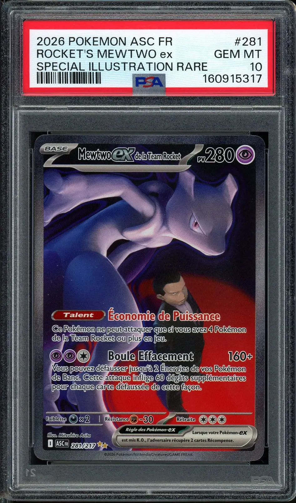 PSA 10 Mewtwo Ex de la Team Rocket