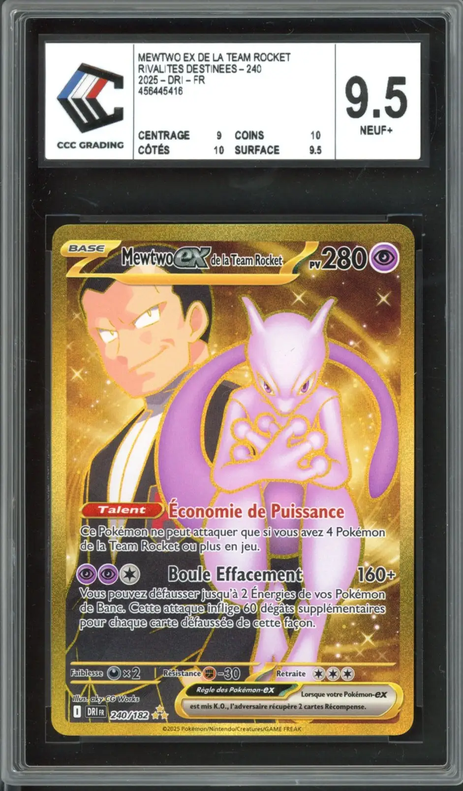 CCC 9.5 Mewtwo Ex de la Team Rocket Gold