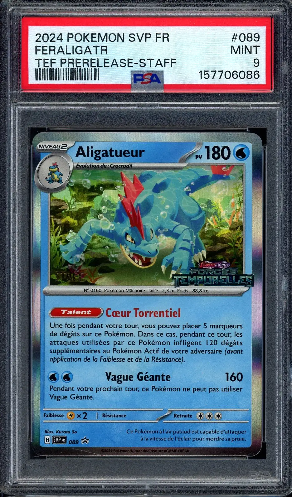 PSA 9 Aligatueur Prerelease Staff