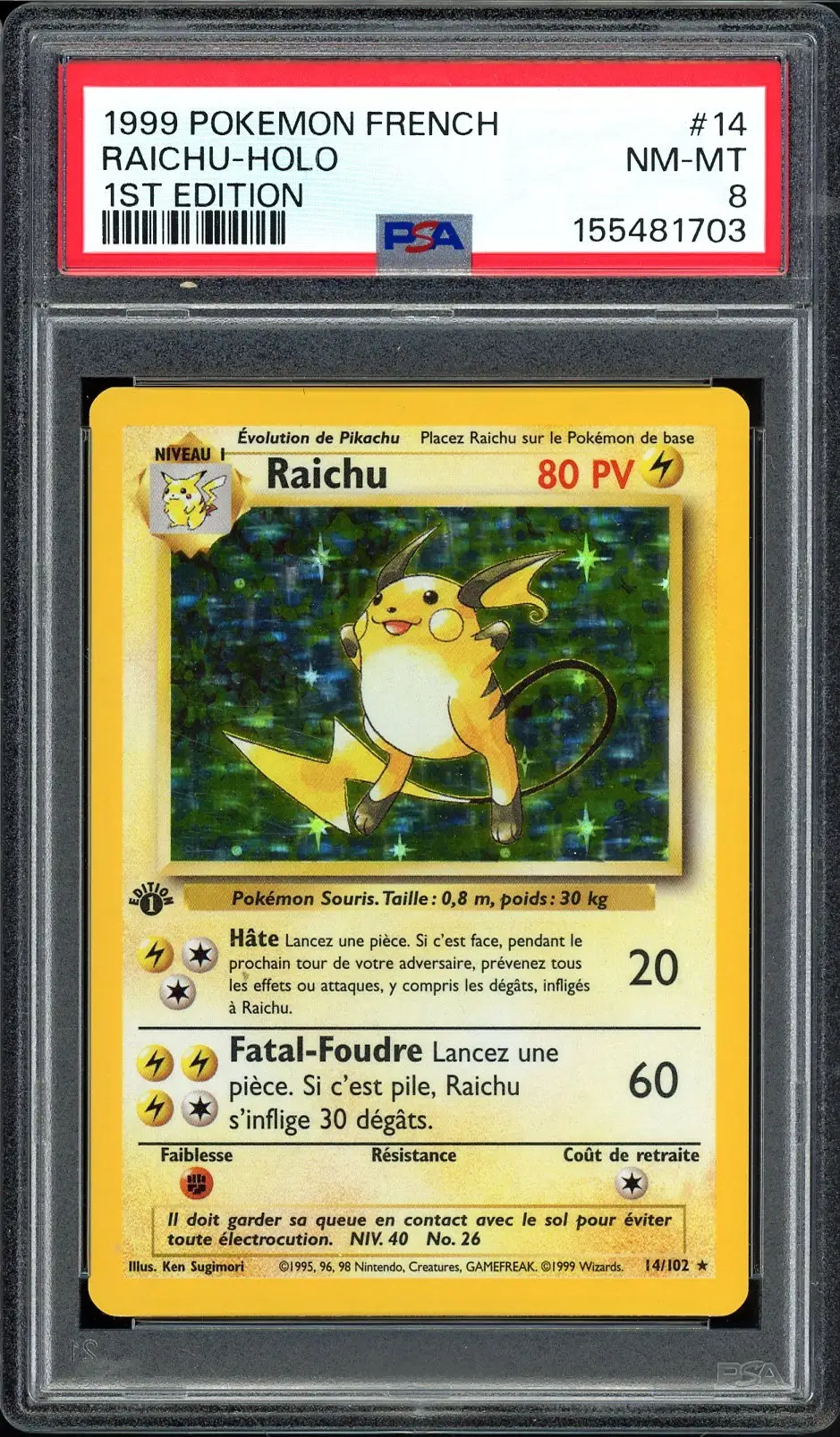 PSA 8 Raichu Holo