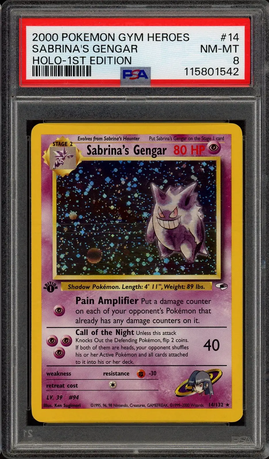 PSA 8 Sabrina's Gengar Holo