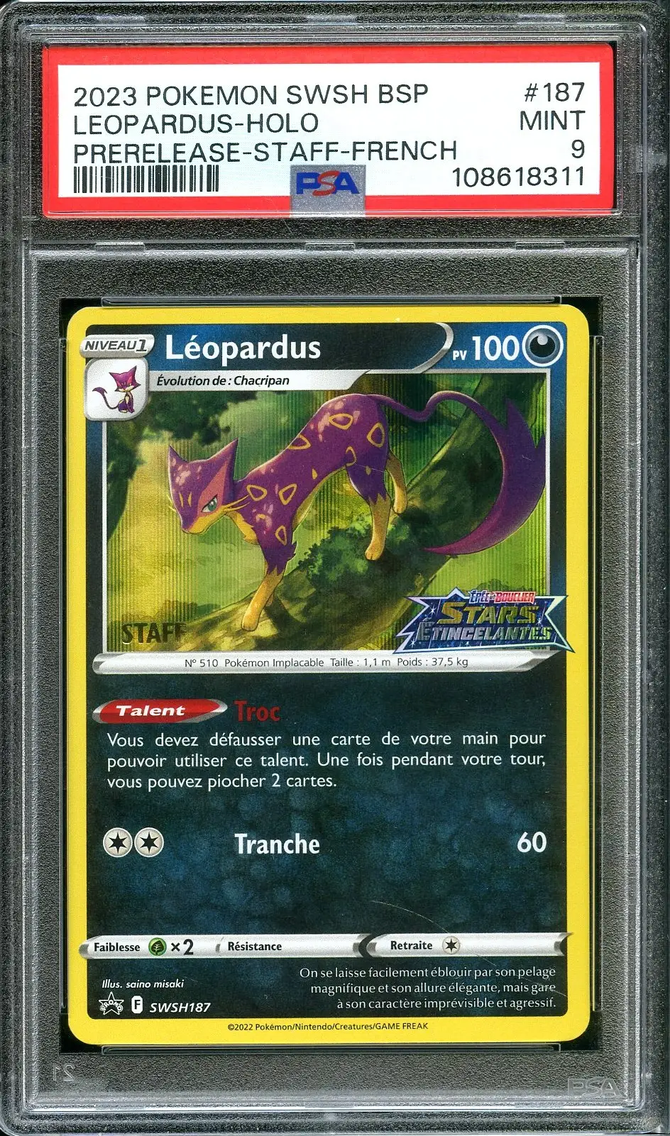 PSA 9 Léopardus Prerelease Staff