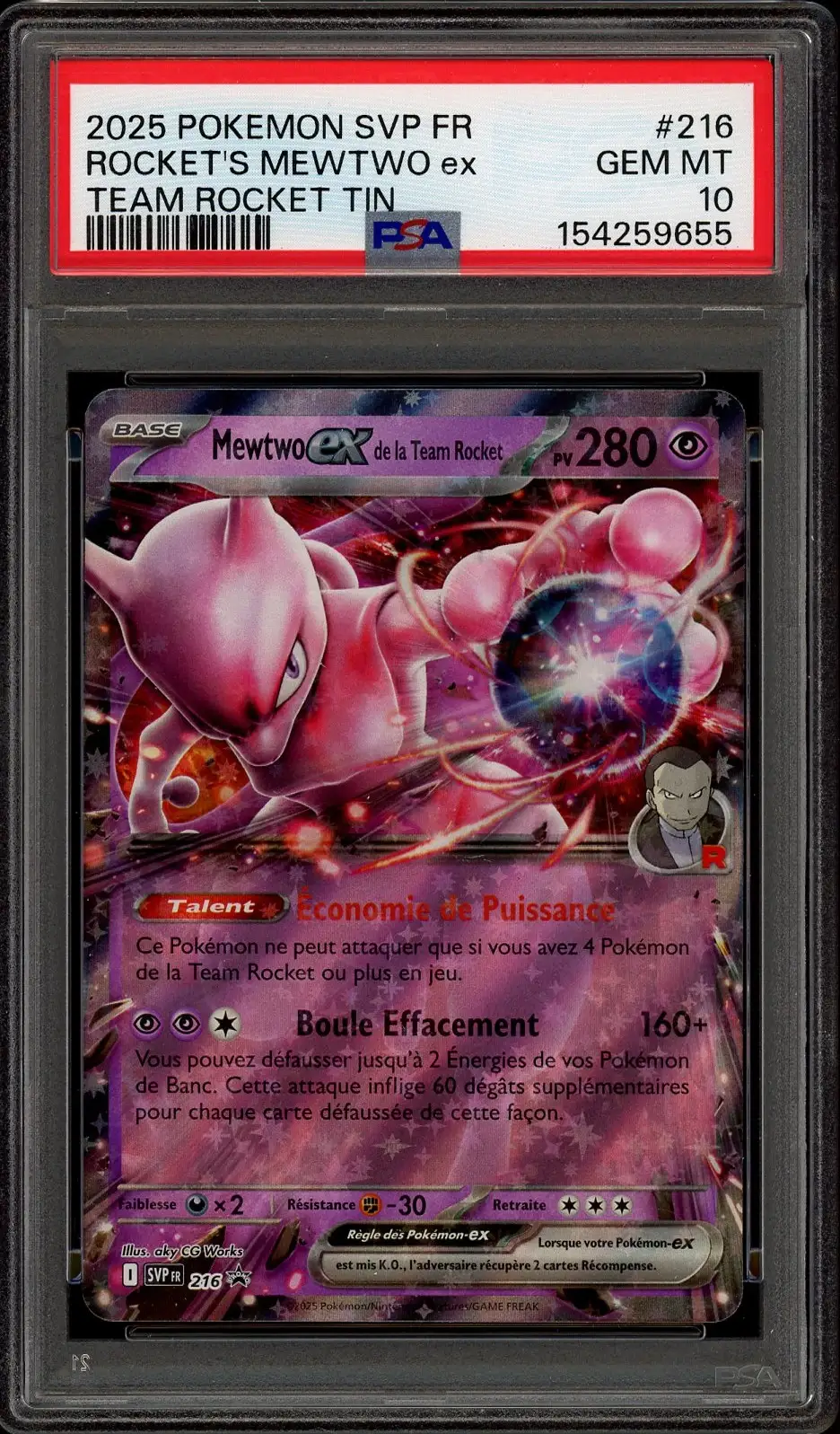 PSA 10 Mewtwo Ex de la Team Rocket