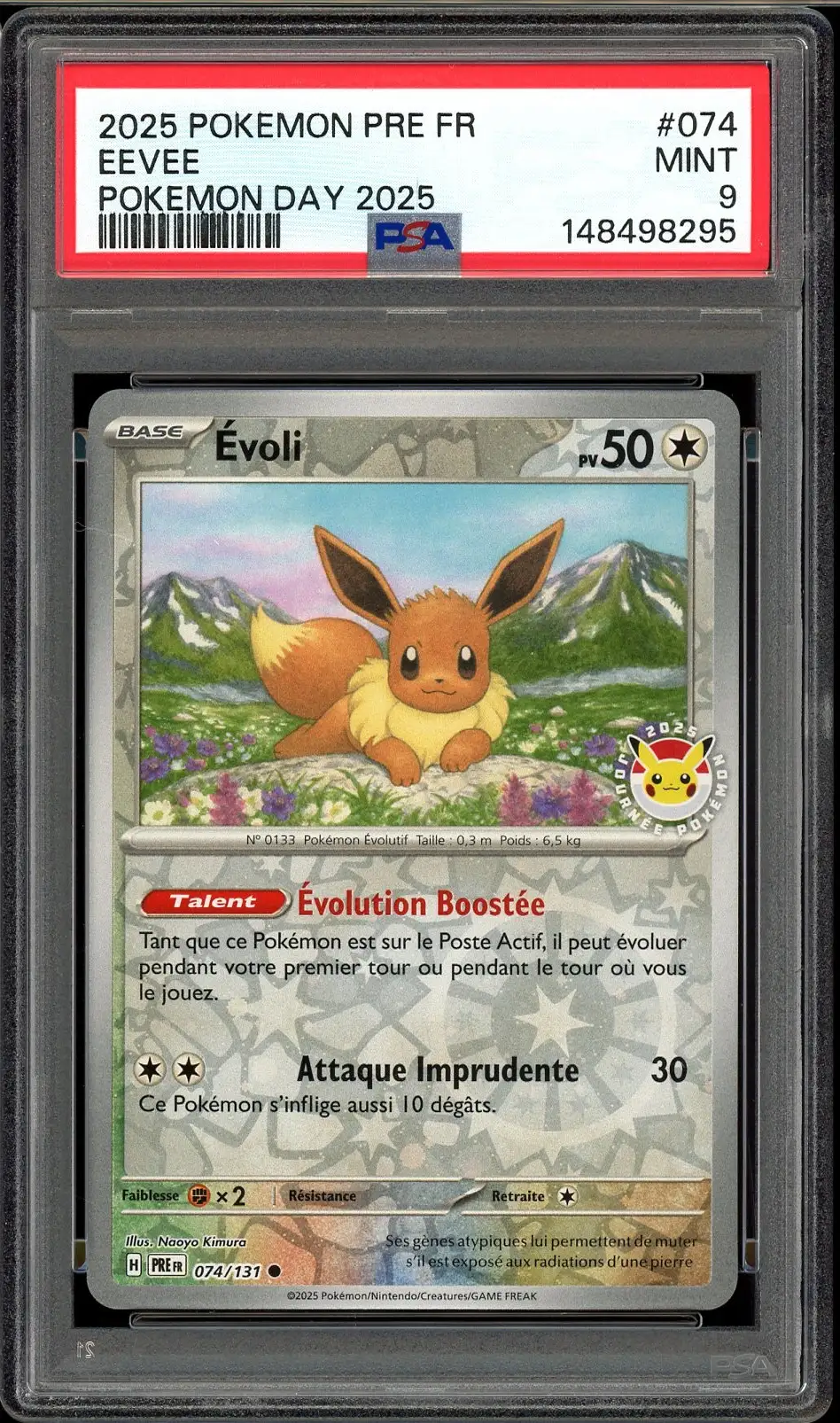 PSA 9 Evoli Reverse Pokemon Day Stamp