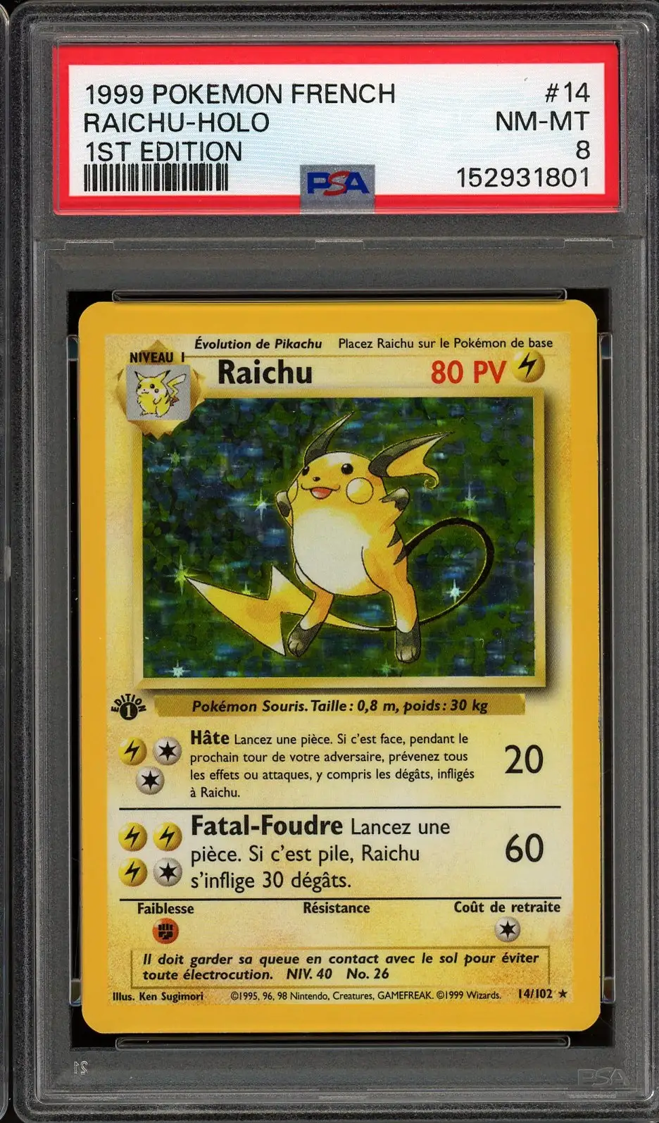 PSA 8 Raichu Holo
