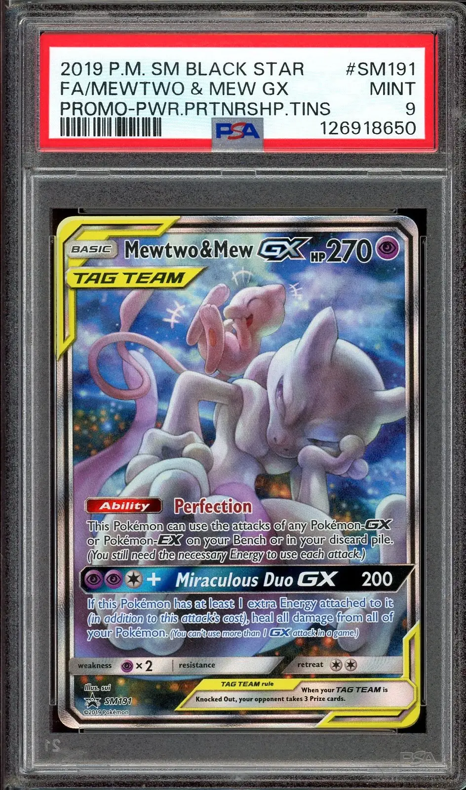PSA 9 Mewtwo & Mew Gx